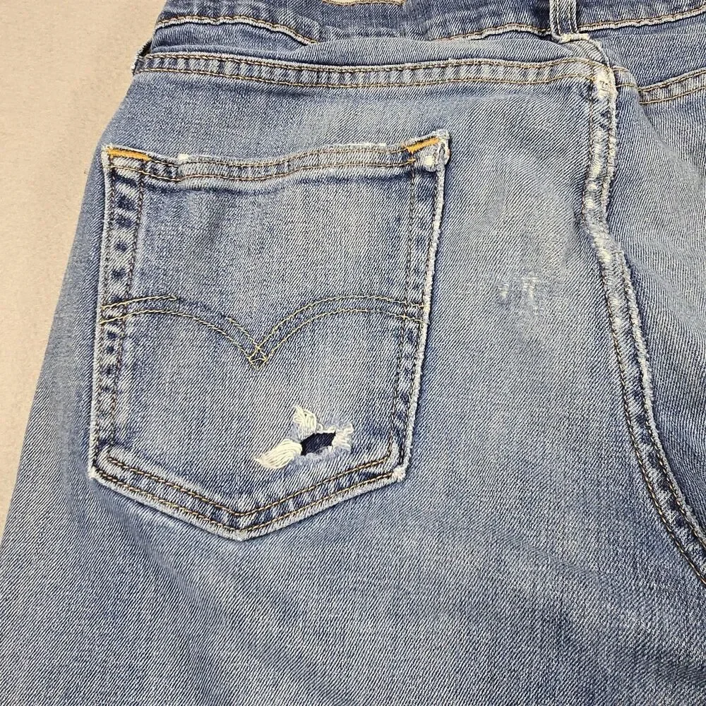Levi's Men 34x34 Blue Jeans 514 Straight Fit Distressed Denim